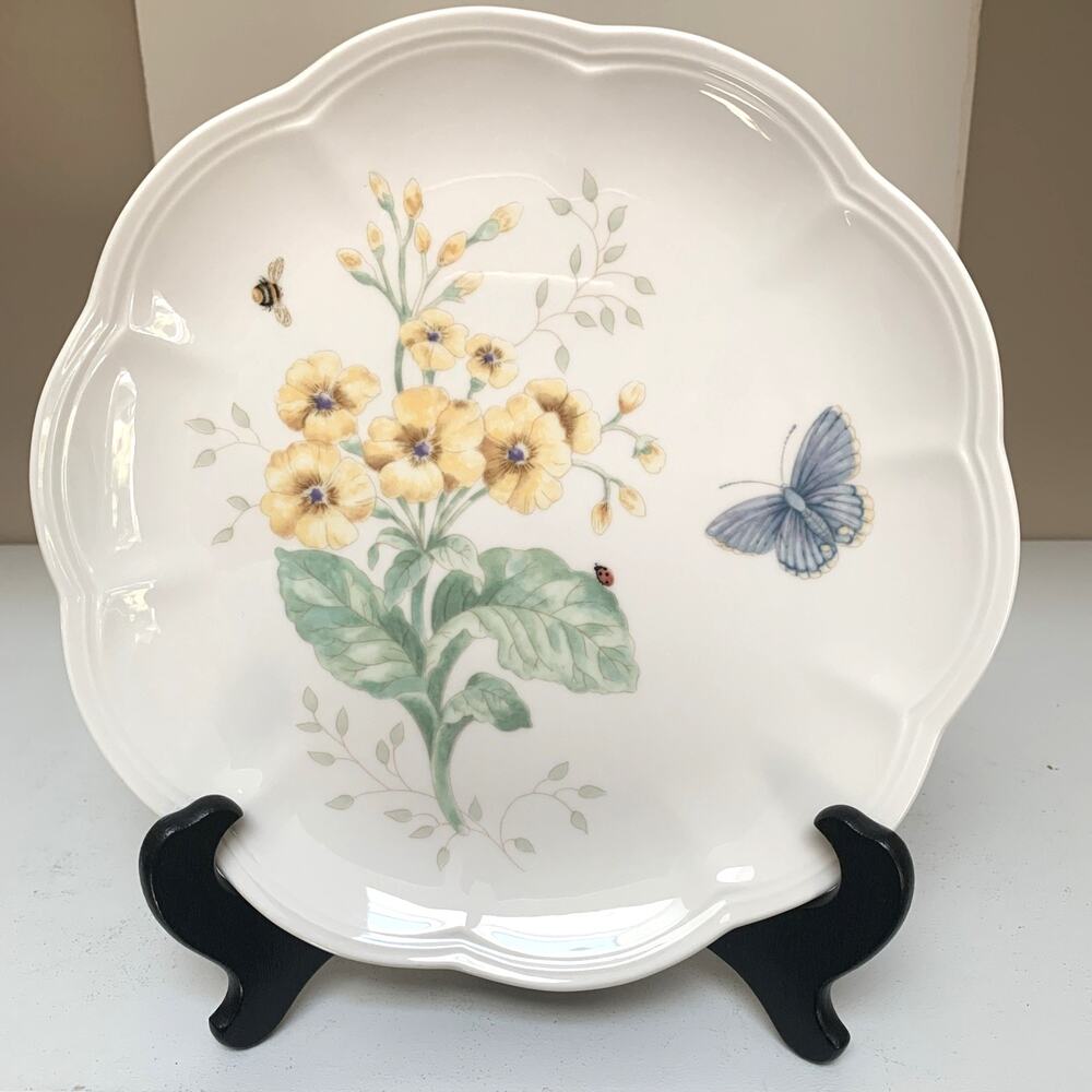 Lenox Butterfly Meadow Fritillary Accent Plate, Flowers and Blue Butterfly 9”